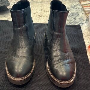 Black leather chelsea boots